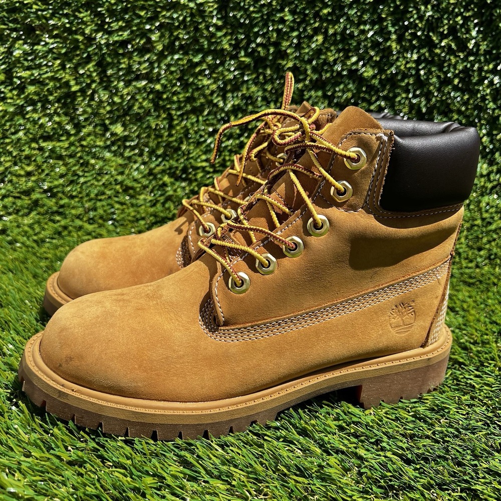 Timberland Boots Youth Size 2.5 Premium Waterproof Wheat Nubuck Outdoor